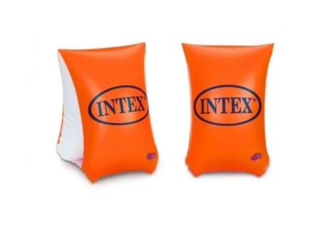 Intex Manguitos Hinchables De 15x30 Cm, Vinilo Resistente Con 2 Cámaras De Aire, Color Neón Rojo Anaranjado, Para Niños De 6 A 12 Años